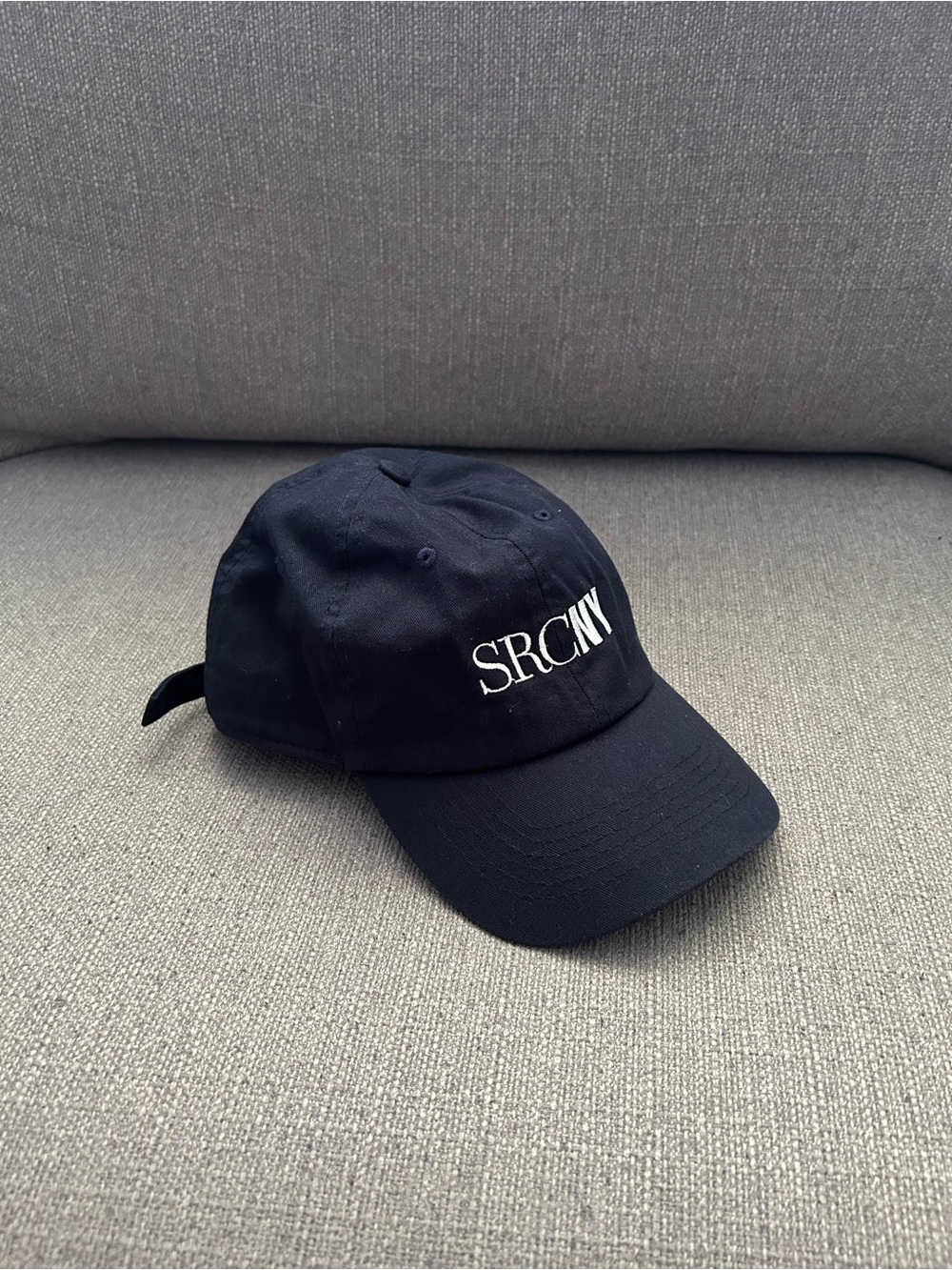 Sporty & Rich Black Baseball Cap with White SRCNY Embroidery